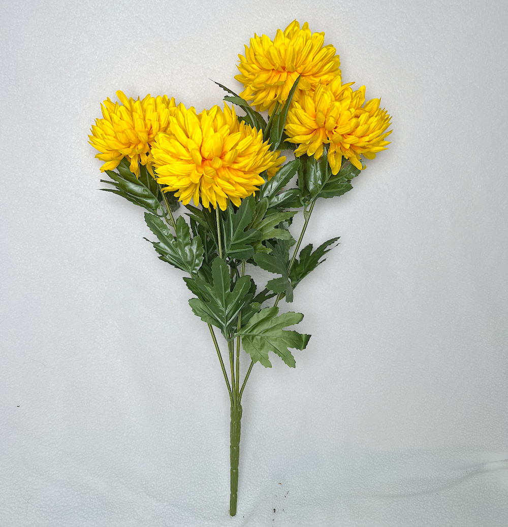 23” - 5 Flower - Marigold Yellow Flower | Artificial Silk Flower