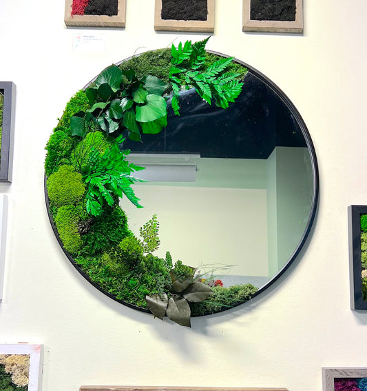 Moss Mirror | 24" Round Mirror with Preserved Moss | Moss Wall Art | Moss Walls