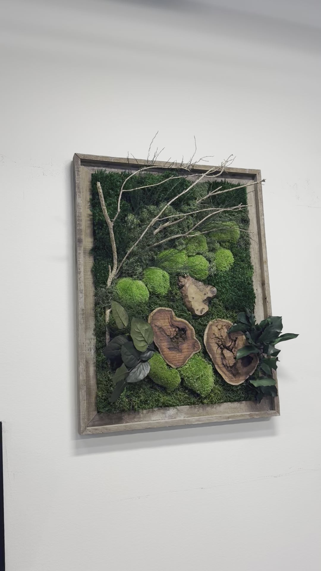 Handmade Moss Wall Art | Preserved Moss Art | Sustainable Decor |  Eco-Friendly | Vertical Art | Moss Art with Wood Accent